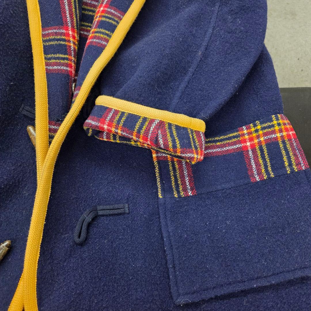 Papas /メルトンウール ダブルフェイス ダッフルコート ネイビー ミドル丈