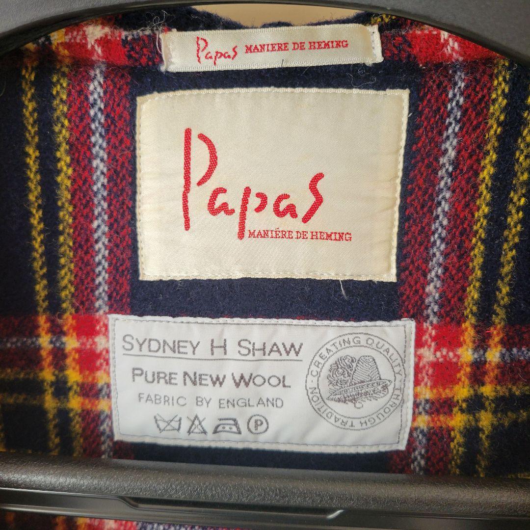 Papas /メルトンウール ダブルフェイス ダッフルコート ネイビー ミドル丈