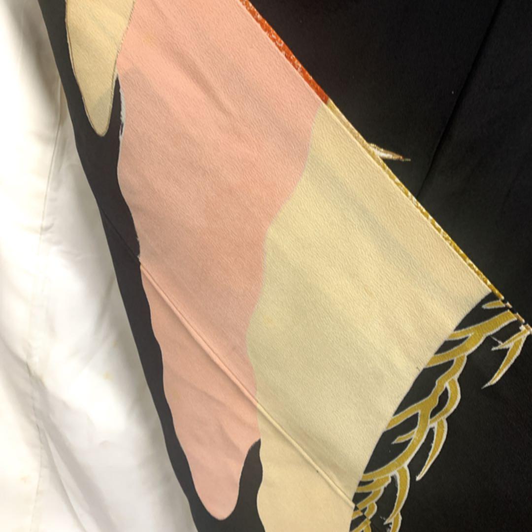 美品　黒留袖　総柄　袋帯　鶴　4点フルセット　結婚式　比翼仕立て　礼装　着物