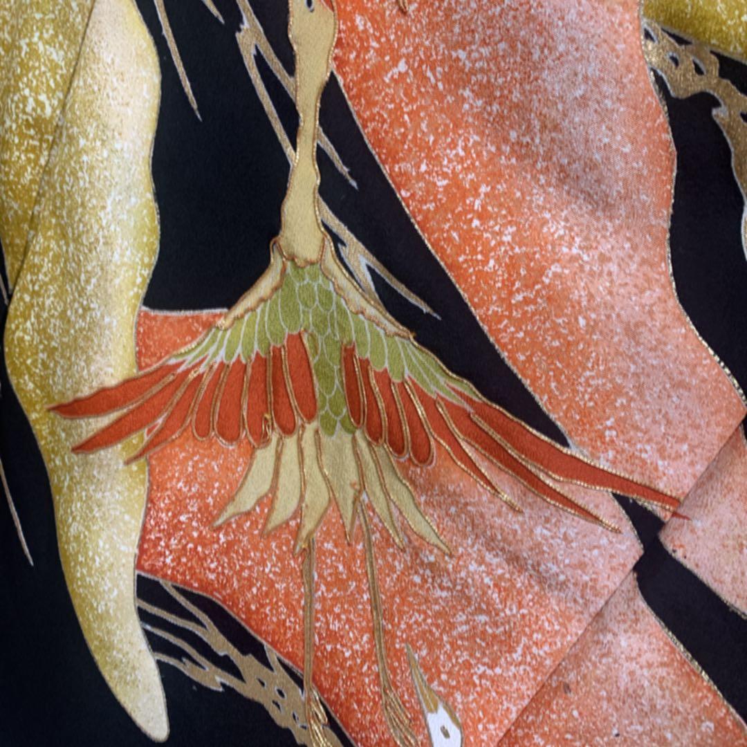 美品　黒留袖　総柄　袋帯　鶴　4点フルセット　結婚式　比翼仕立て　礼装　着物