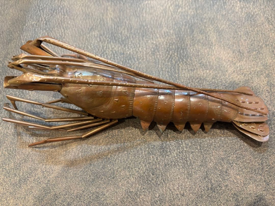 明珍宗之作　伊勢海老 自在置物　銅製　共箱