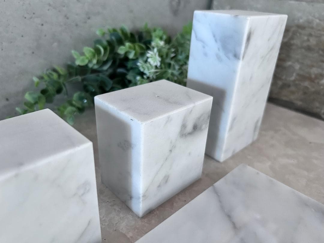 【この】天然白大理石ブロック・プレート●6点セット●巾木2枚●送料無料