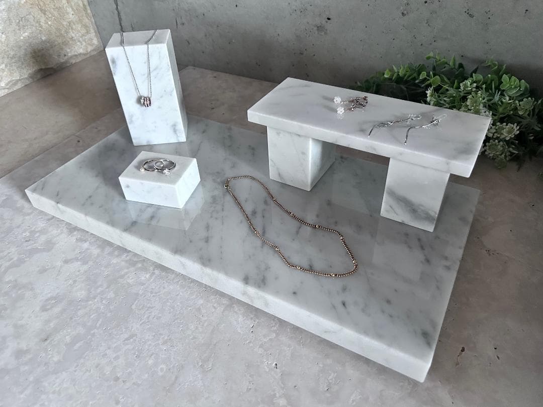 【この】天然白大理石ブロック・プレート●6点セット●巾木2枚●送料無料