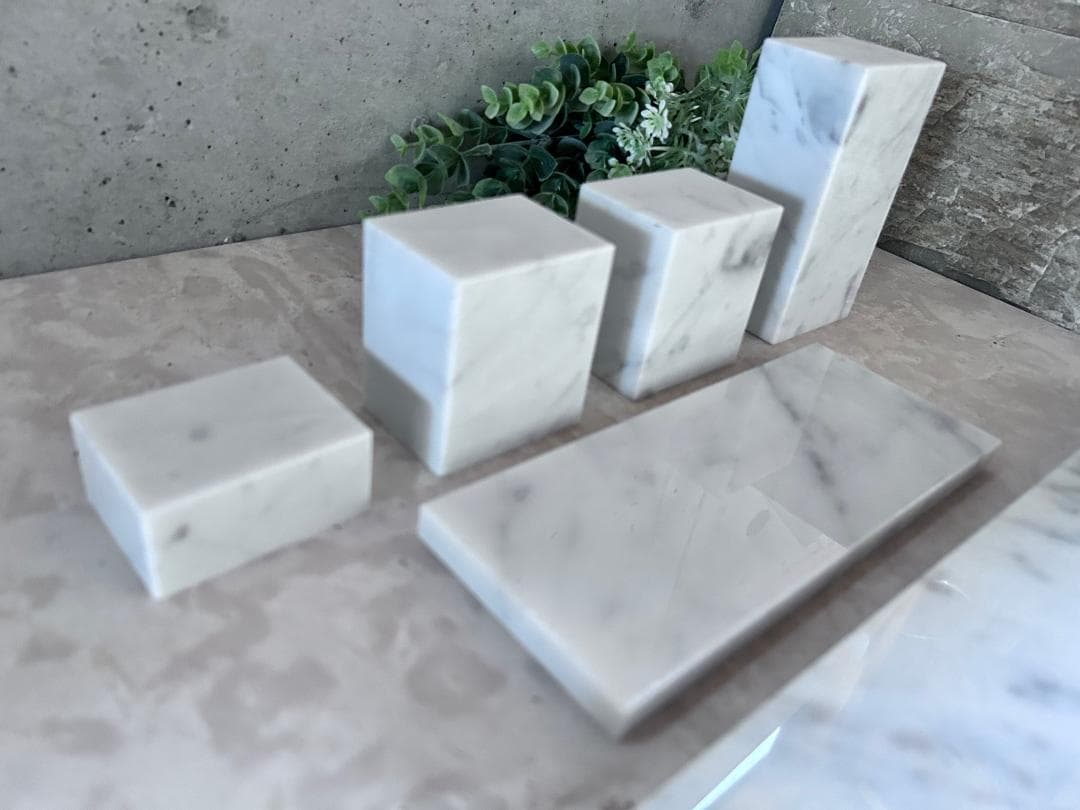 【この】天然白大理石ブロック・プレート●6点セット●巾木2枚●送料無料