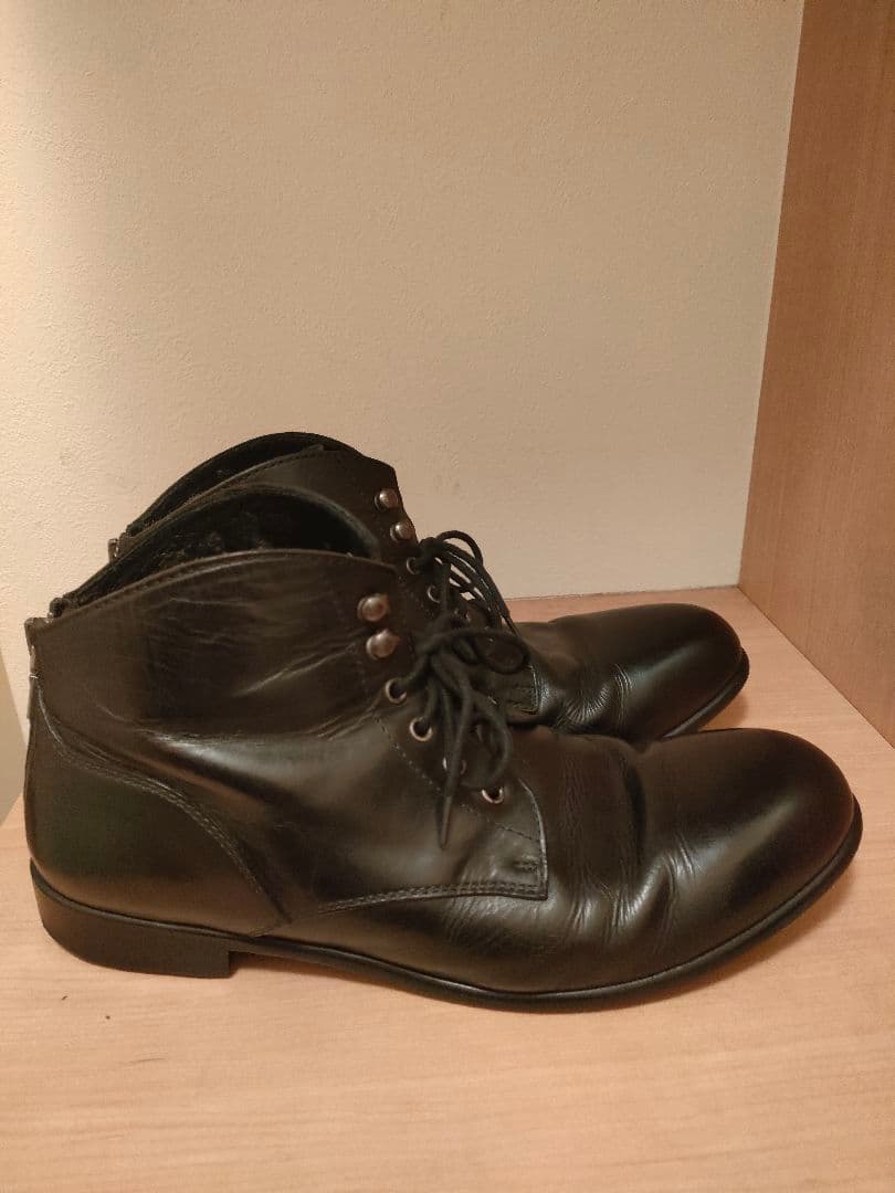 PADRONE バックジップ レースアップ チャッカブーツ 42 ブラック