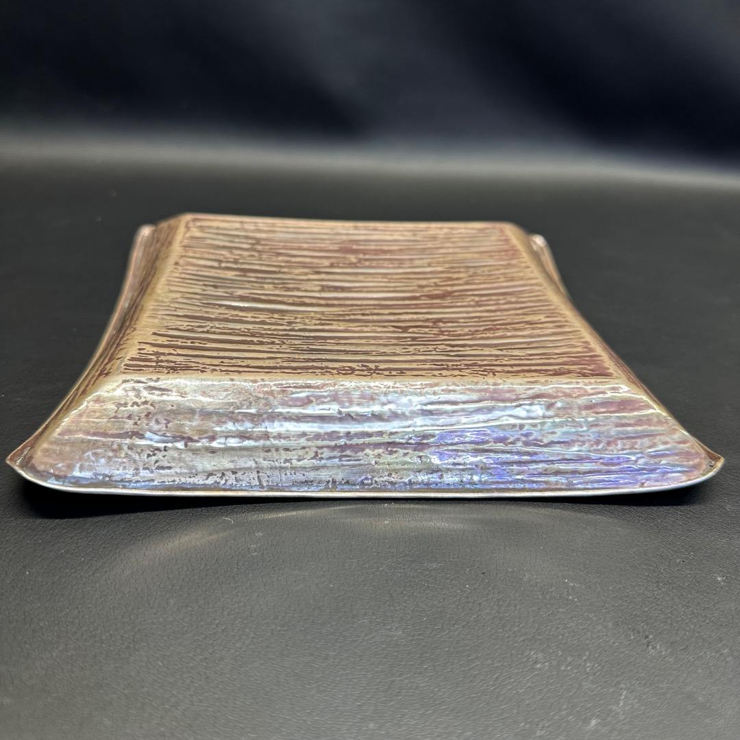 ♡Ec左1008 未使用保管品 中川浄益作 四方盆 木箱 共箱 在印 在銘 落款