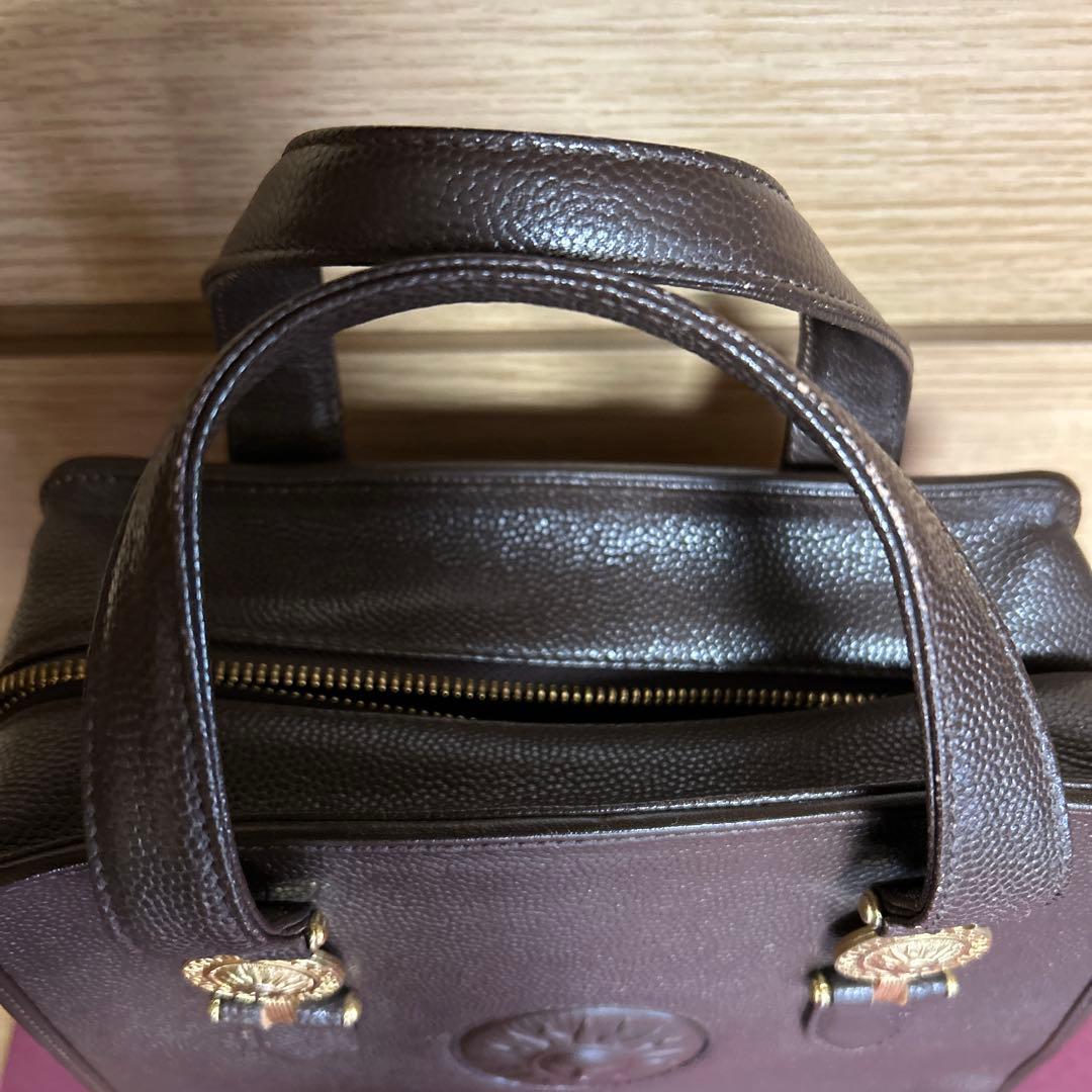 ヴェルサーチ　ハンドバッグ　ヴィンテージブラウンレザー　サンバースト