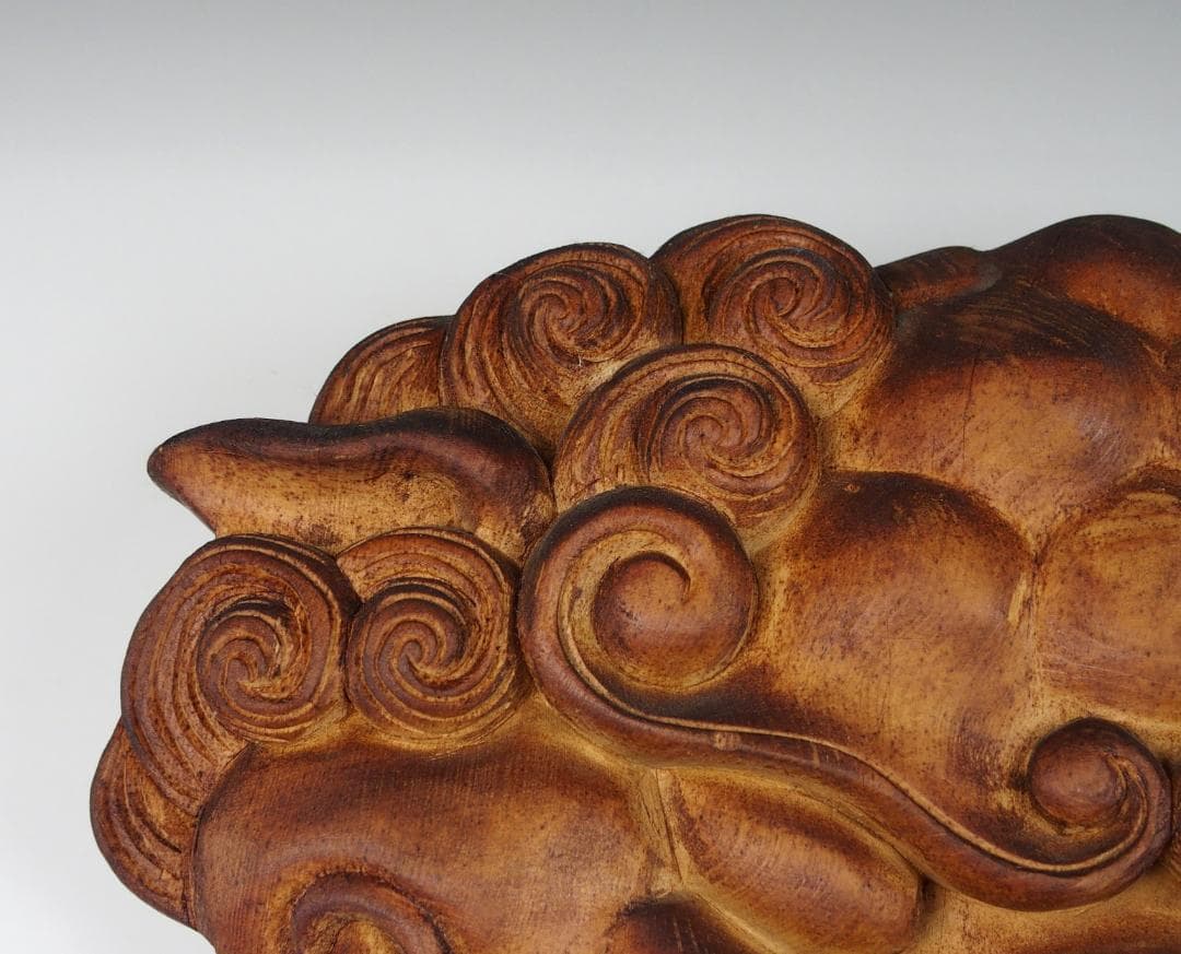 【木彫　獅噛】魔除け　獅子噛み　社寺彫刻　宮彫り　だんじり　山車　悪疫を噛み砕く