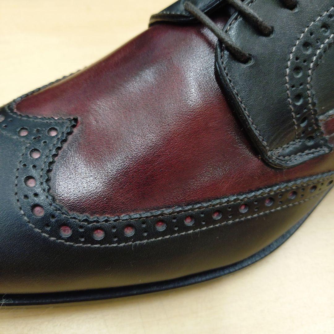 マウリツィオベリーニ 紳士靴 ブラック／ワイン 展示品 イタリア製 サイズ41