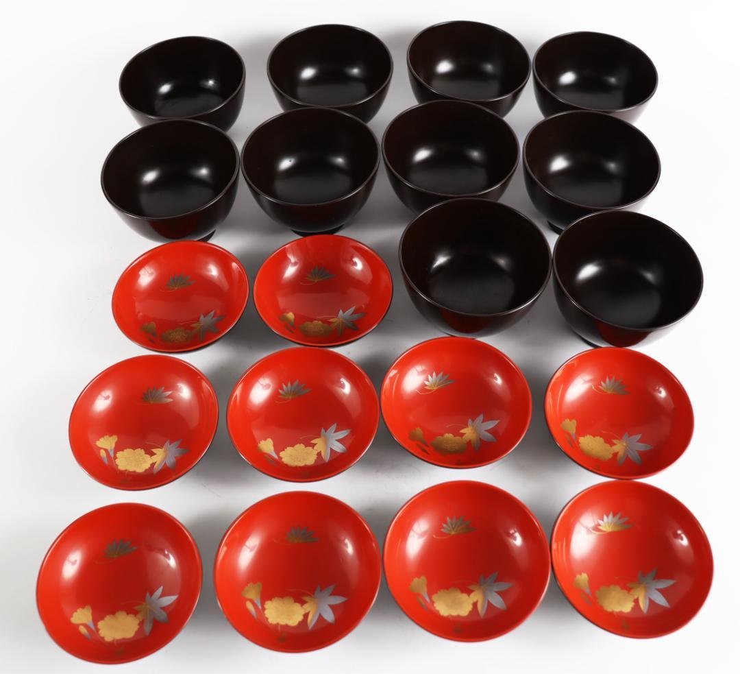 平安 象彦 花蒔絵 黒喰吸物椀 十客