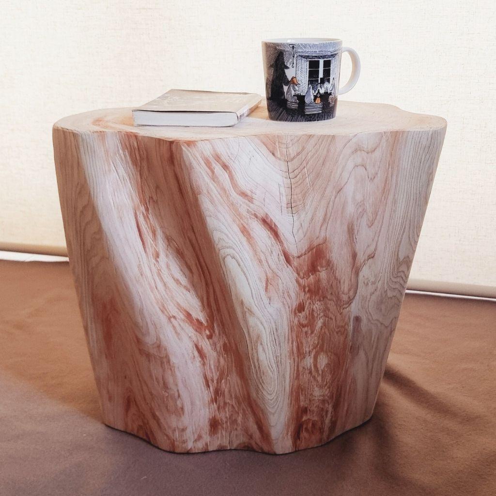 天然アロマ 東濃ひのき 切株スツール・テーブル・無垢無塗装・オーガニック 特大