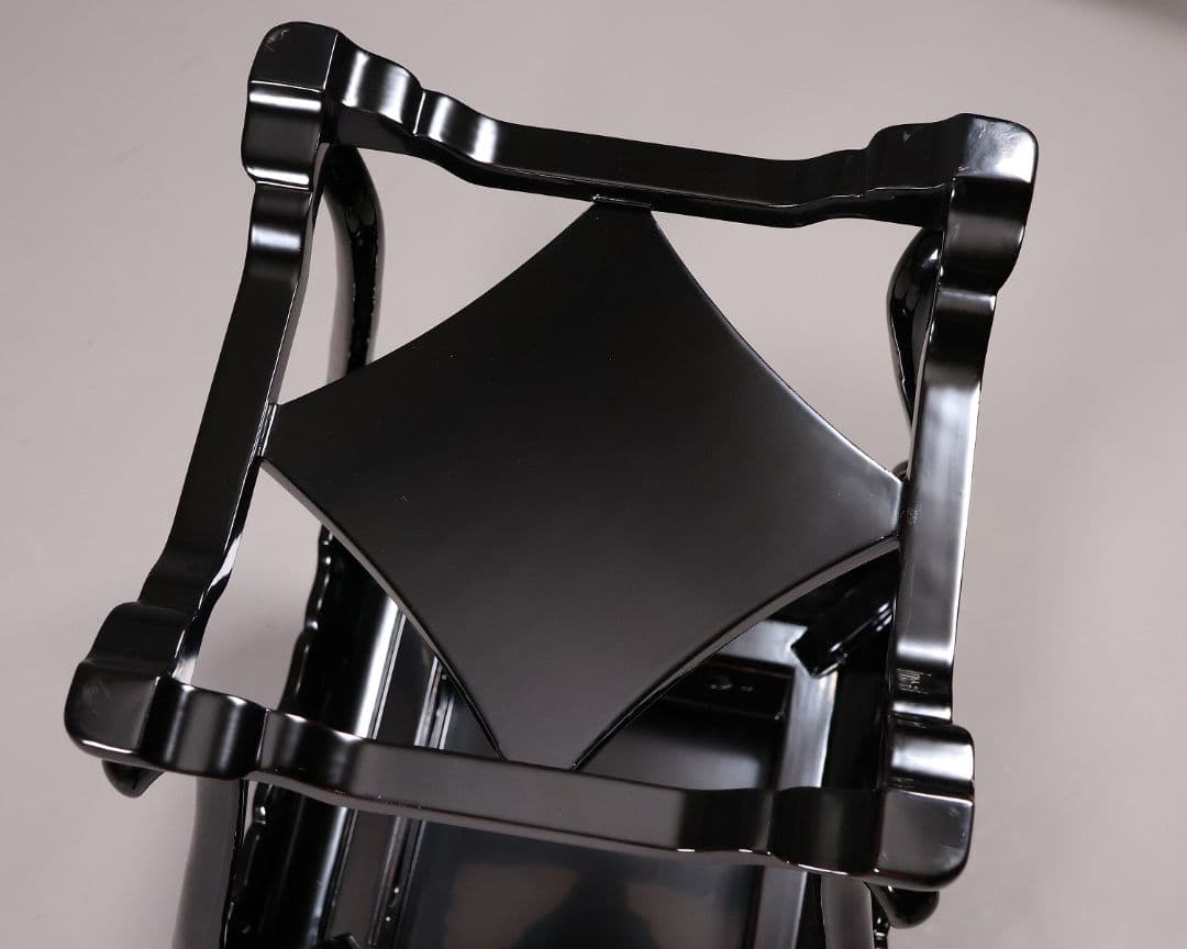 漆芸 螺鈿細工 二段 高卓 47.5cm 花台 香炉台 黒塗 木製【MA822】