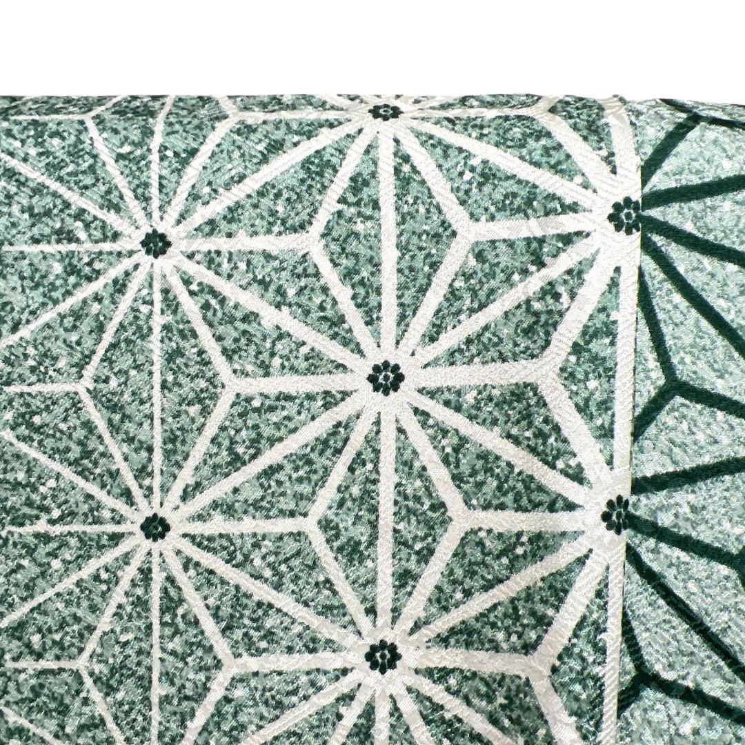 未着用　小紋　麻の葉　たたき染　縦縞　花紗綾形地紋　着物　115b d ms