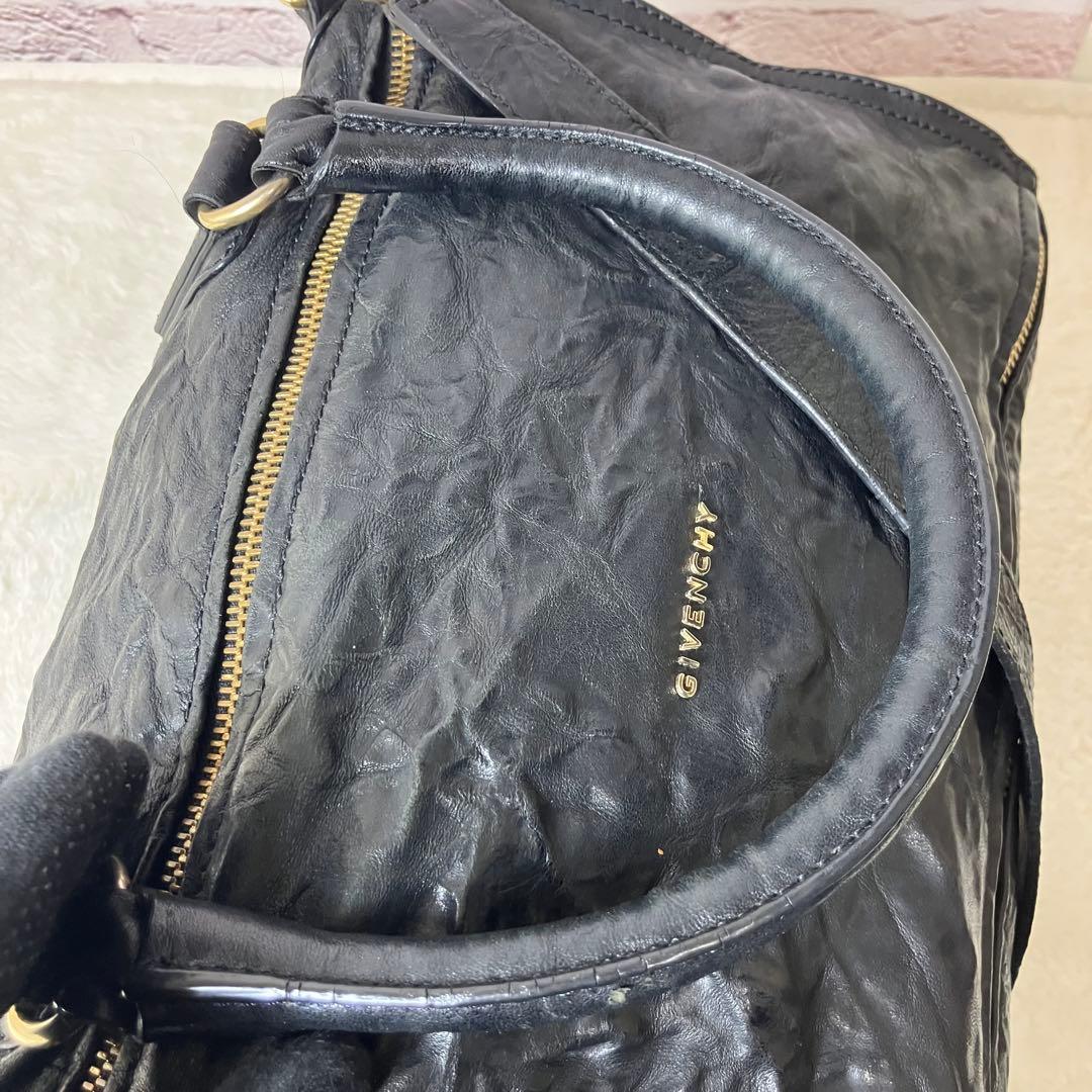 ジバンシー✨パンドラ 2way シワ加工 ロゴ金具 黒 ショルダーバッグ