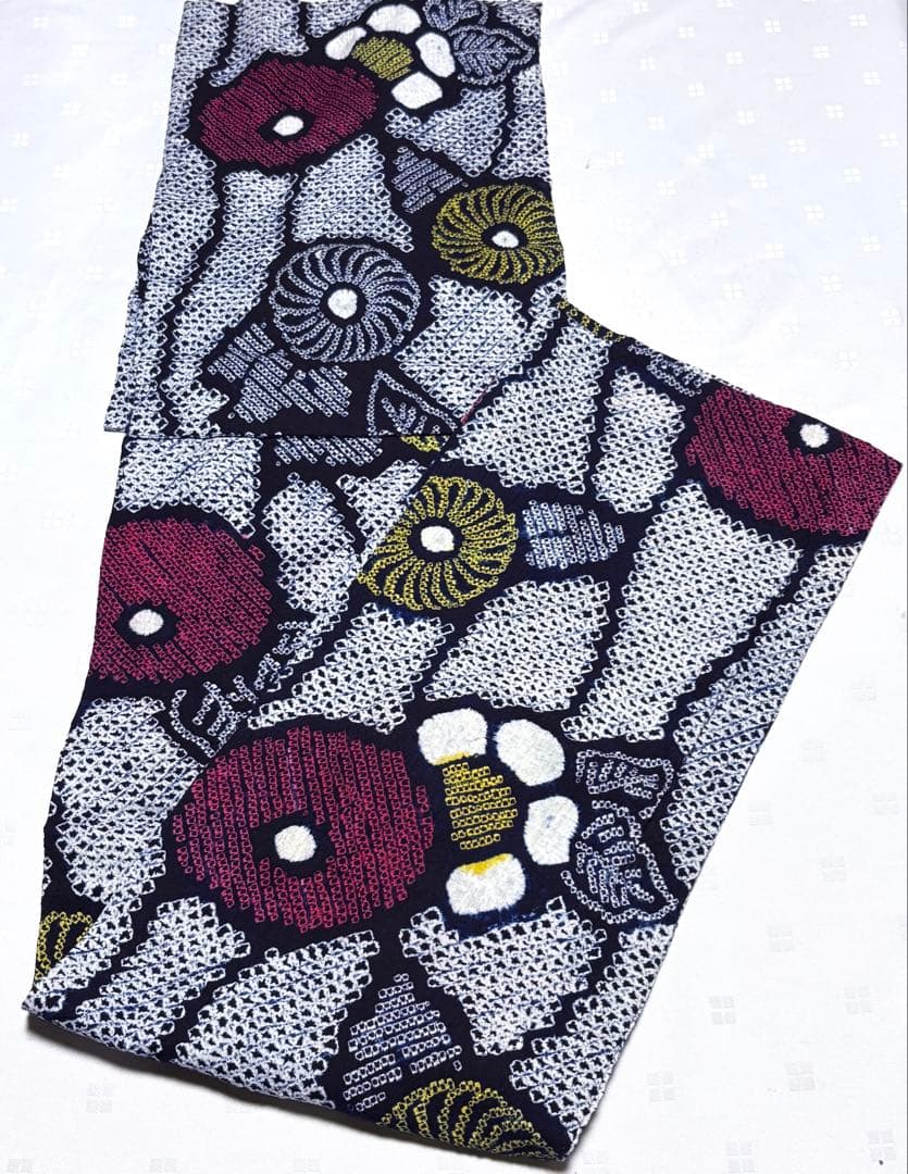 専用　和服　綿100% 花柄模様　有松絞り　浴衣(居敷当て)早い者勝ち