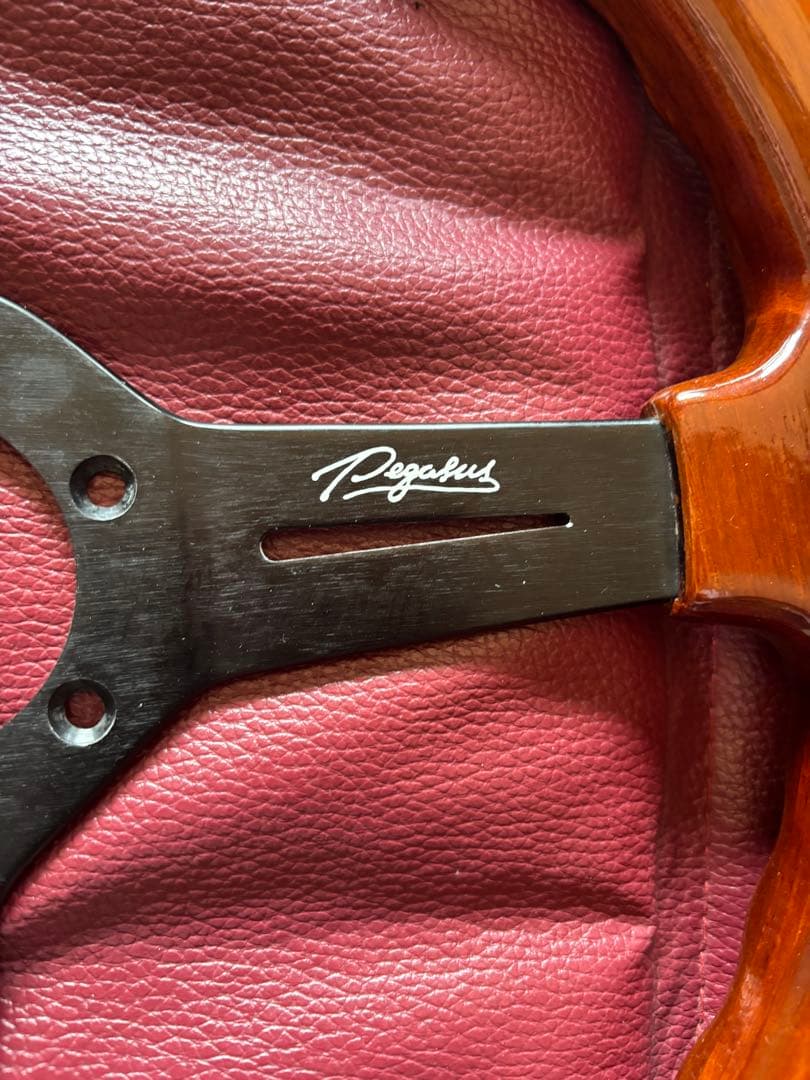 セール早い者勝ち　当時物　ペガサス ウッド ステアリング 350mm ハンドル