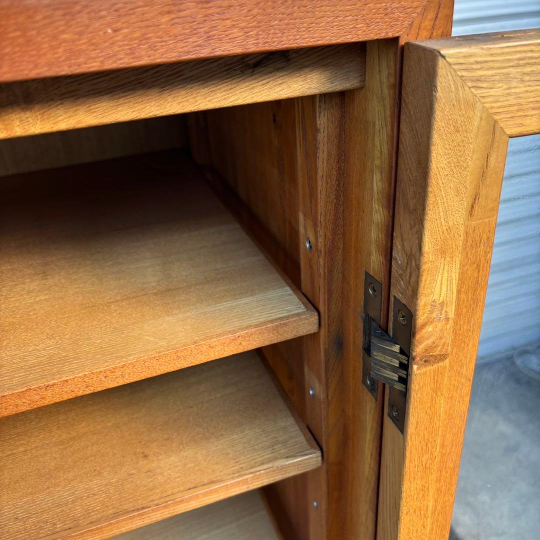 ①木製キャビネット ガラス扉 アンティーク家具 食器棚 キャビネット