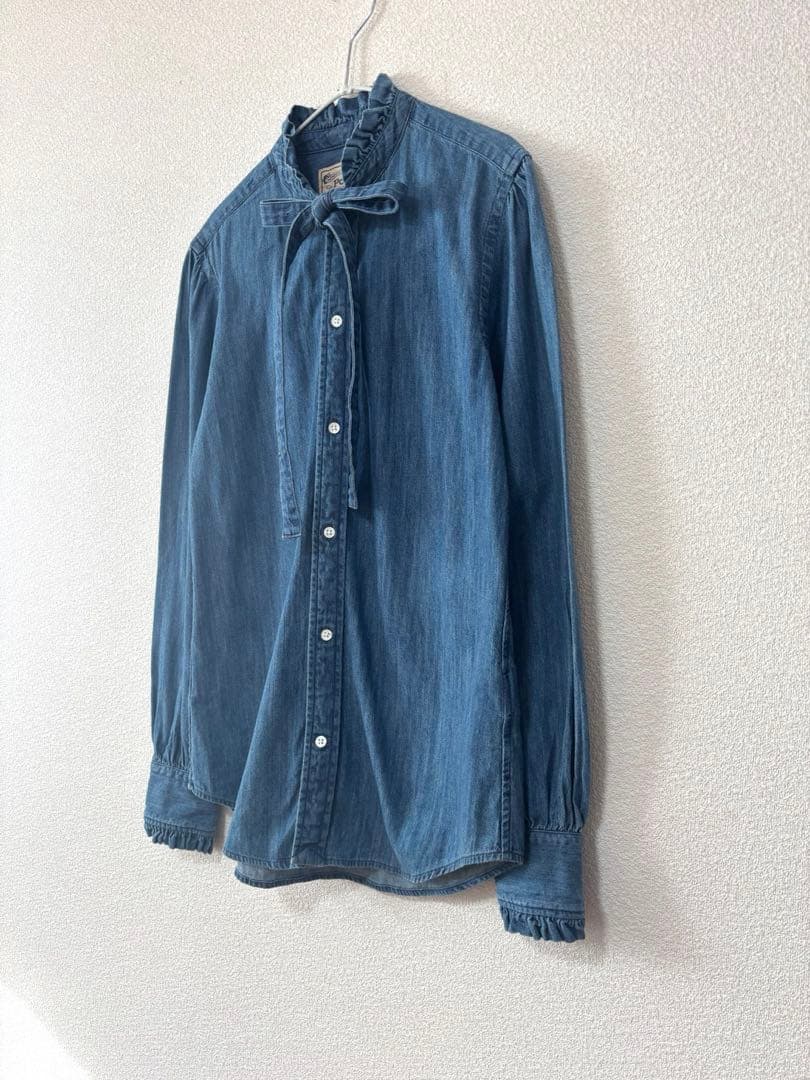 ラルフローレン　デニム　リボン　ボウタイ　フリル　シャツ