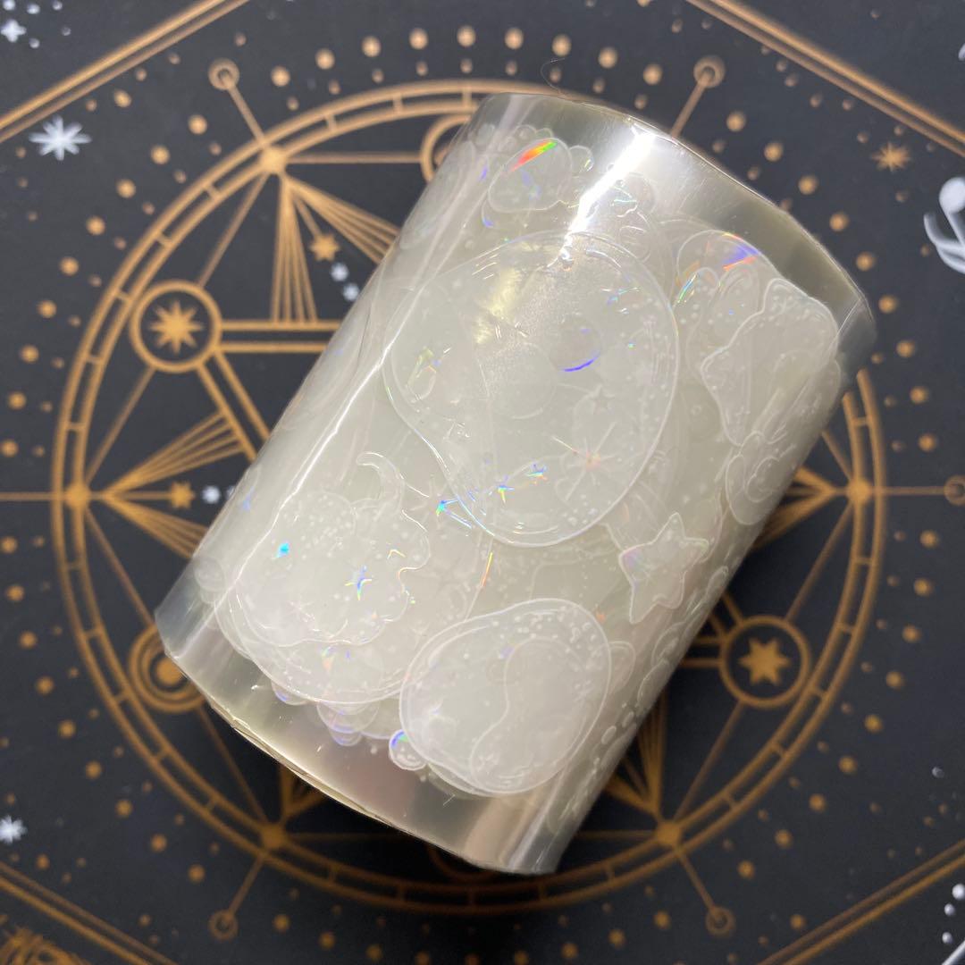 【8886】海外　マステ　3/5/巻　貝殻光マスキングテープ　泡　半透明　肉球