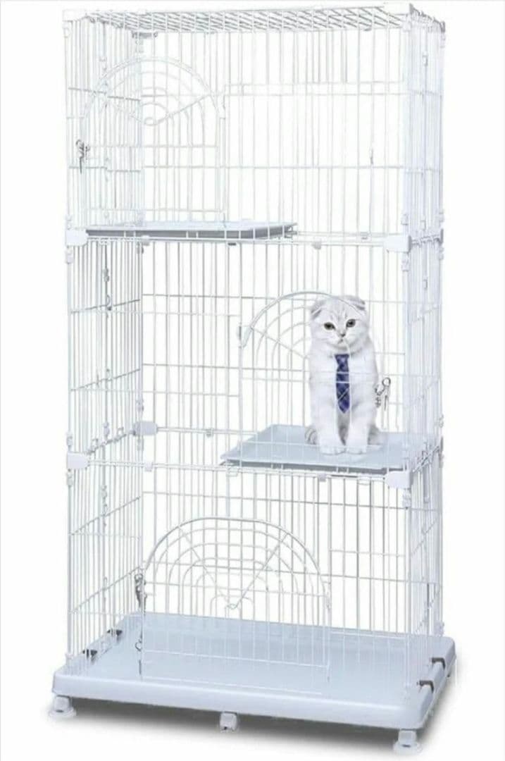 直接引き取り限定アイリスオーヤマ PEC-903 ホワイトキャットケージ 3段