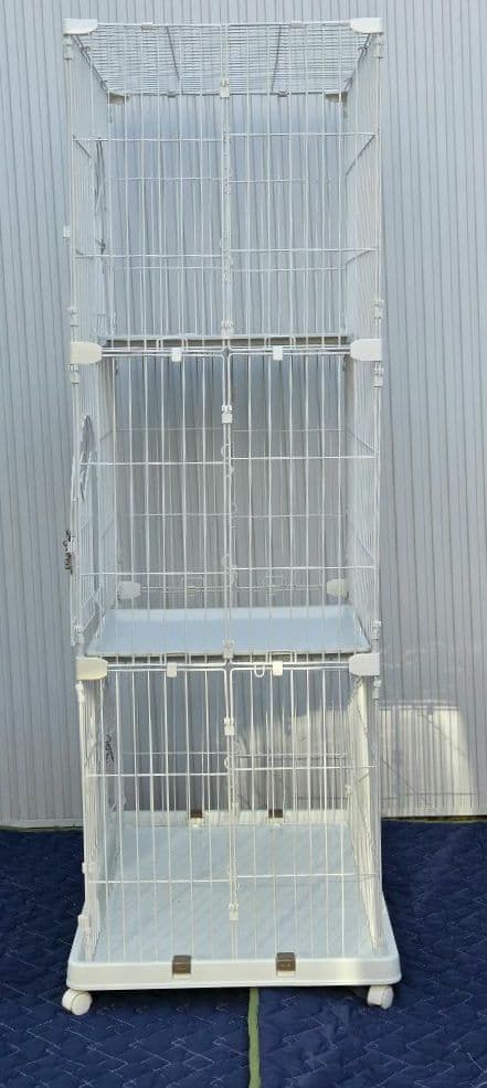 直接引き取り限定アイリスオーヤマ PEC-903 ホワイトキャットケージ 3段