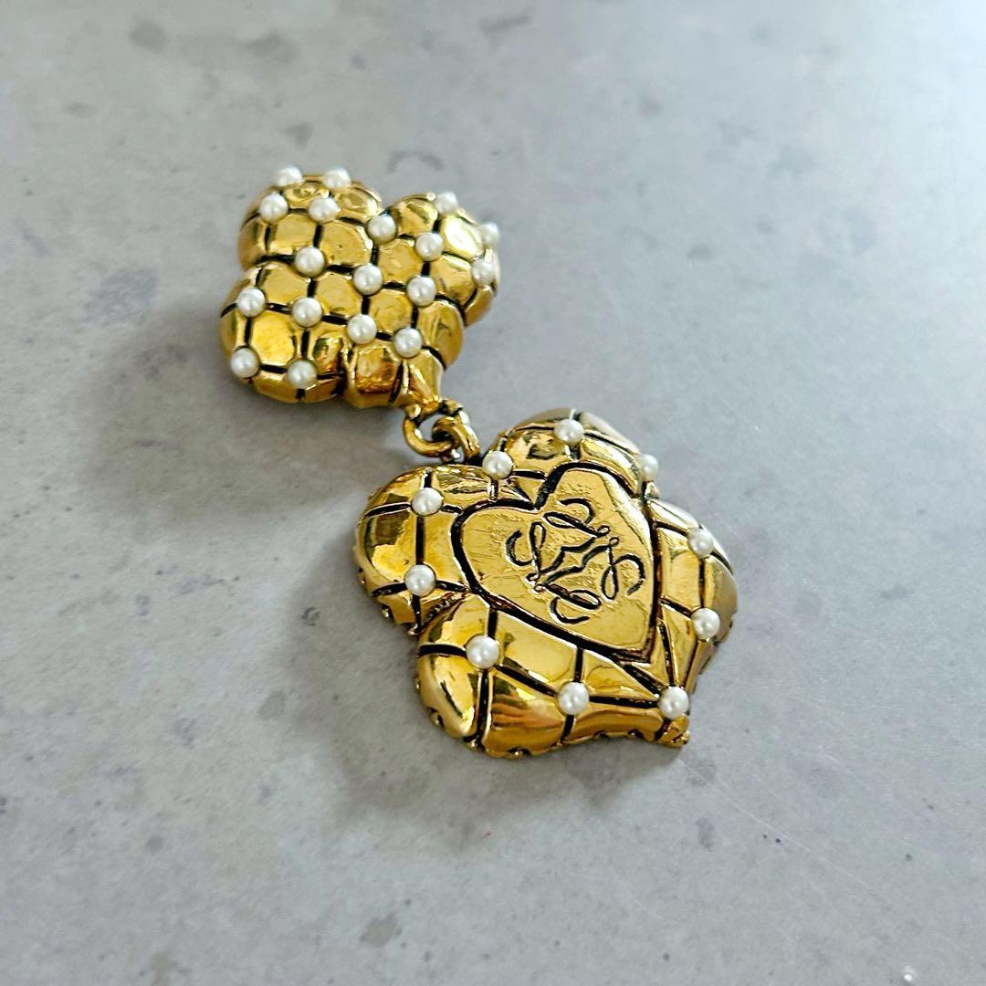 【超美品】LOEWE ヴィンテージ ブローチ ハート×パール ゴールド 一点物