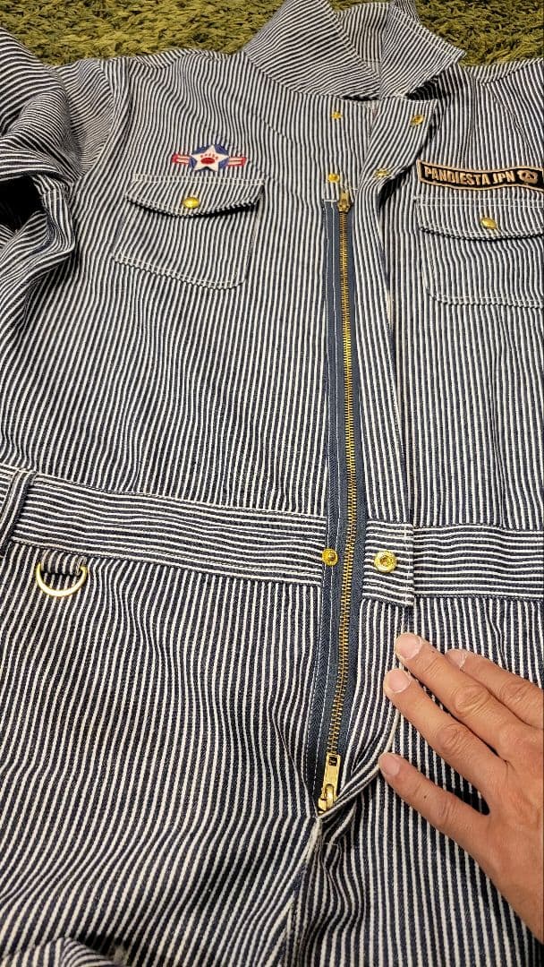 パンディエスタ ジャパン　つなぎ　刺繍　ヒッコリー