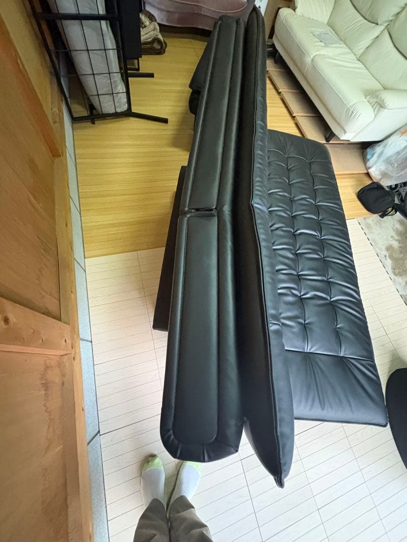 ニトリ　傷・汚れに強い合成皮革 ソファベッド(Nシールド ロック2 RC BK)