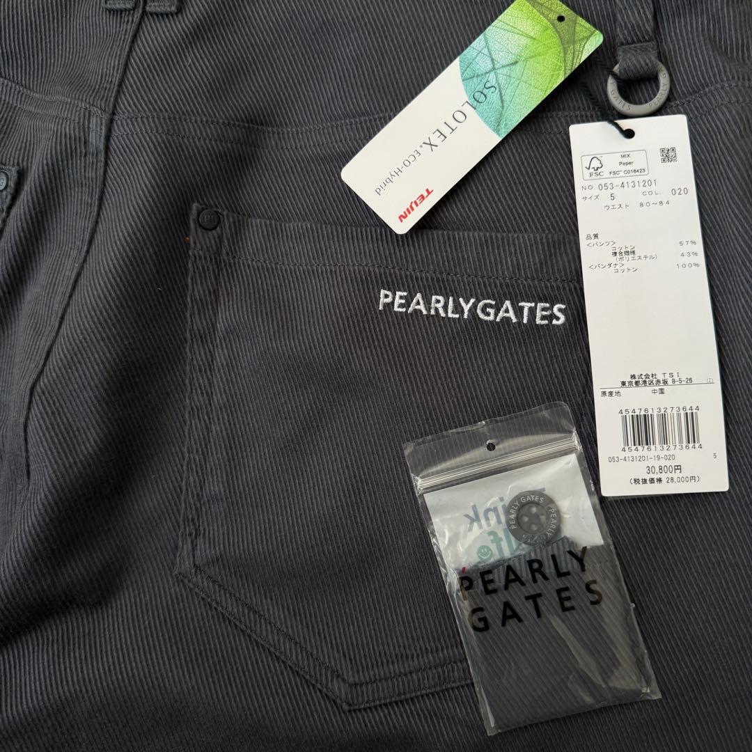 現行モデル　パーリーゲイツ　パンツ　L〜XL相当 グレー　ハンカチ付　コットン