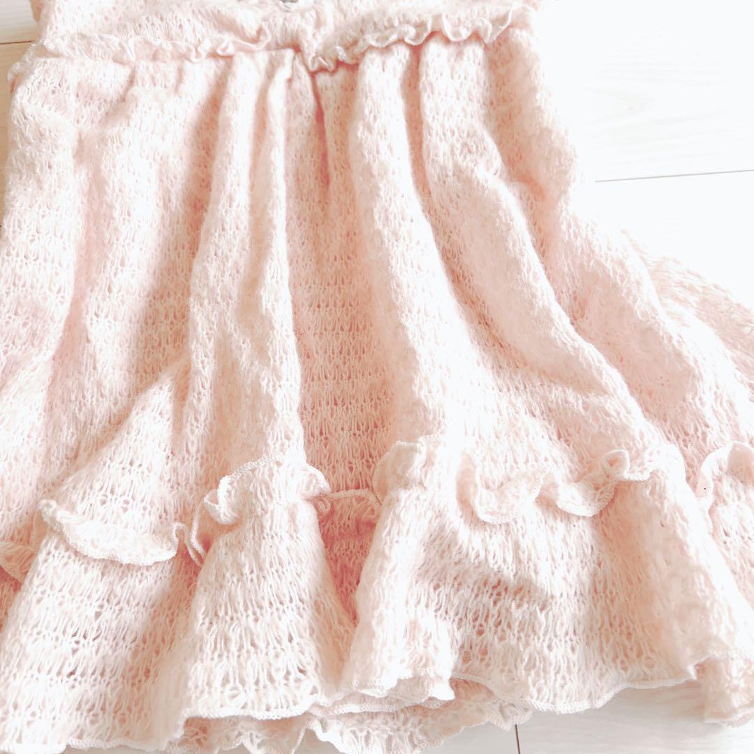 リズリサ コーラルピンク系 リボン フリルキャミソール