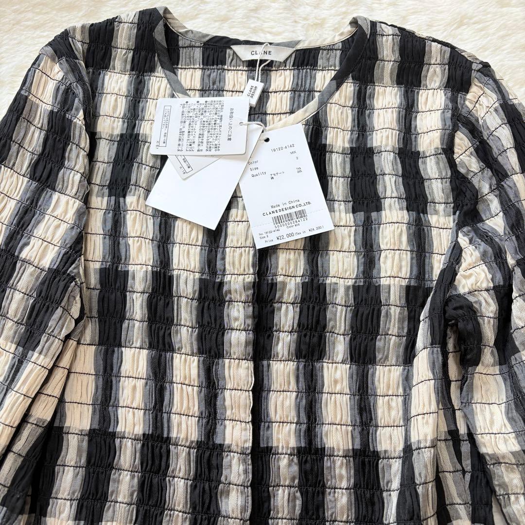 未使用タグ＊CLANE SHIRRING DESIGN BLOUSE MIX　2