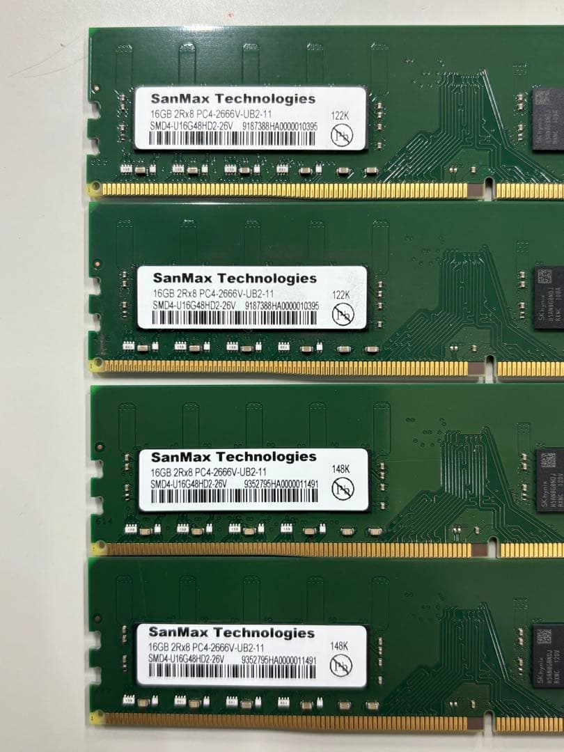 SanMax 16GB DDR4 PC4 2666V メモリ4個 計64GB