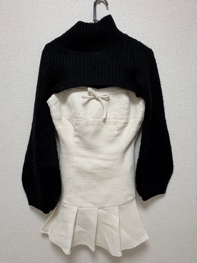 ワンピース andmary Twiggy tweed mini dress white