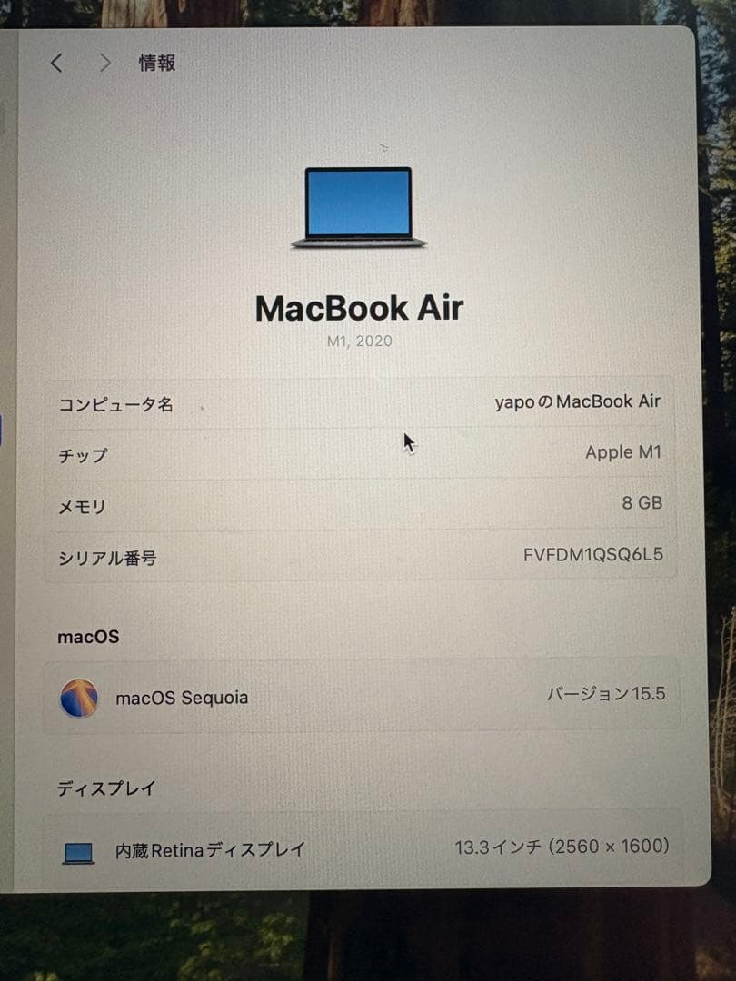 Apple MacBook Air (M1, 2020) スペースグレー