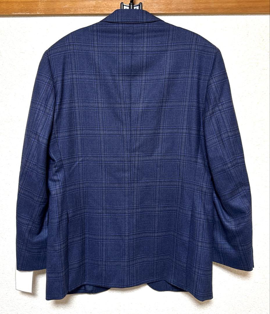 【新品】ロロピアーナ 伊製生地 ウール100% サキソニー起毛 ジャケットA5紺