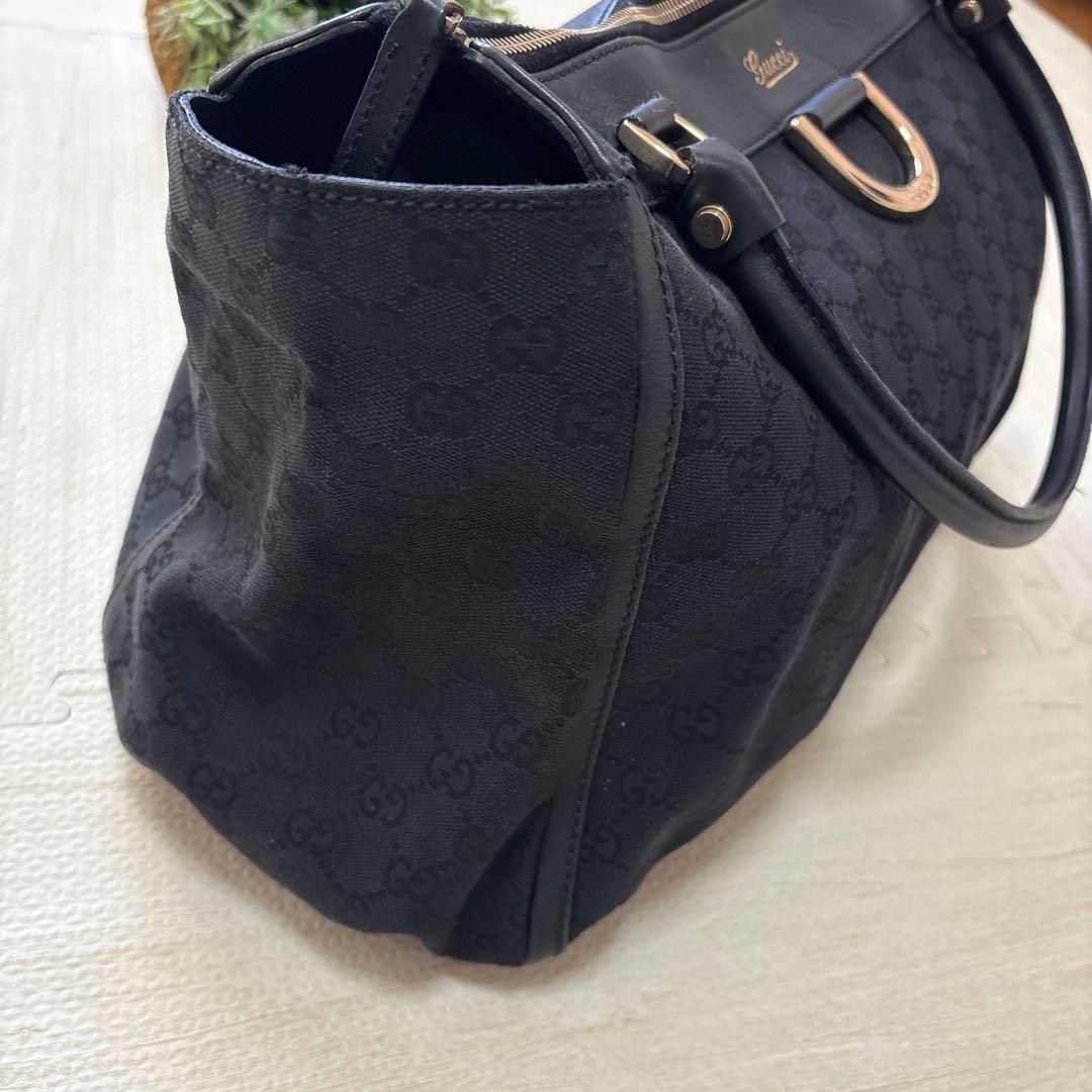 GUCCI グッチ　レザー×キャンバス地　ゴールド金具