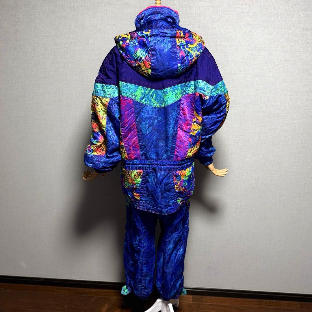 エレッセ　日本製 スキーウェア上下セット 90s レトロ 総柄 ゴールドウイン