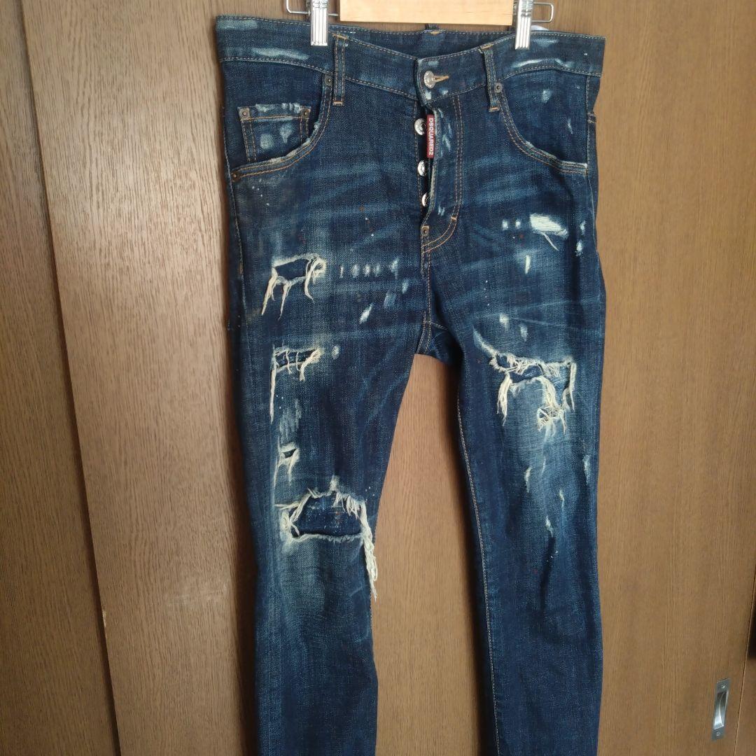 ディースクエアード　ダメージ加工スキニーデニム ダークブルー　サイズ46