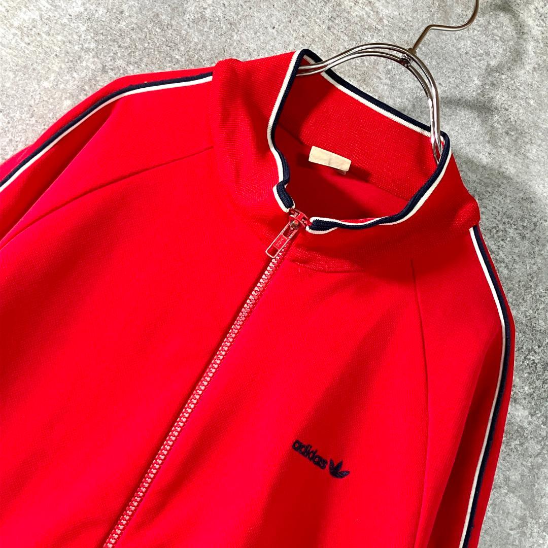 70s adidas　トラックジャケット　ジャージ　レッド　ロゴ　デサント