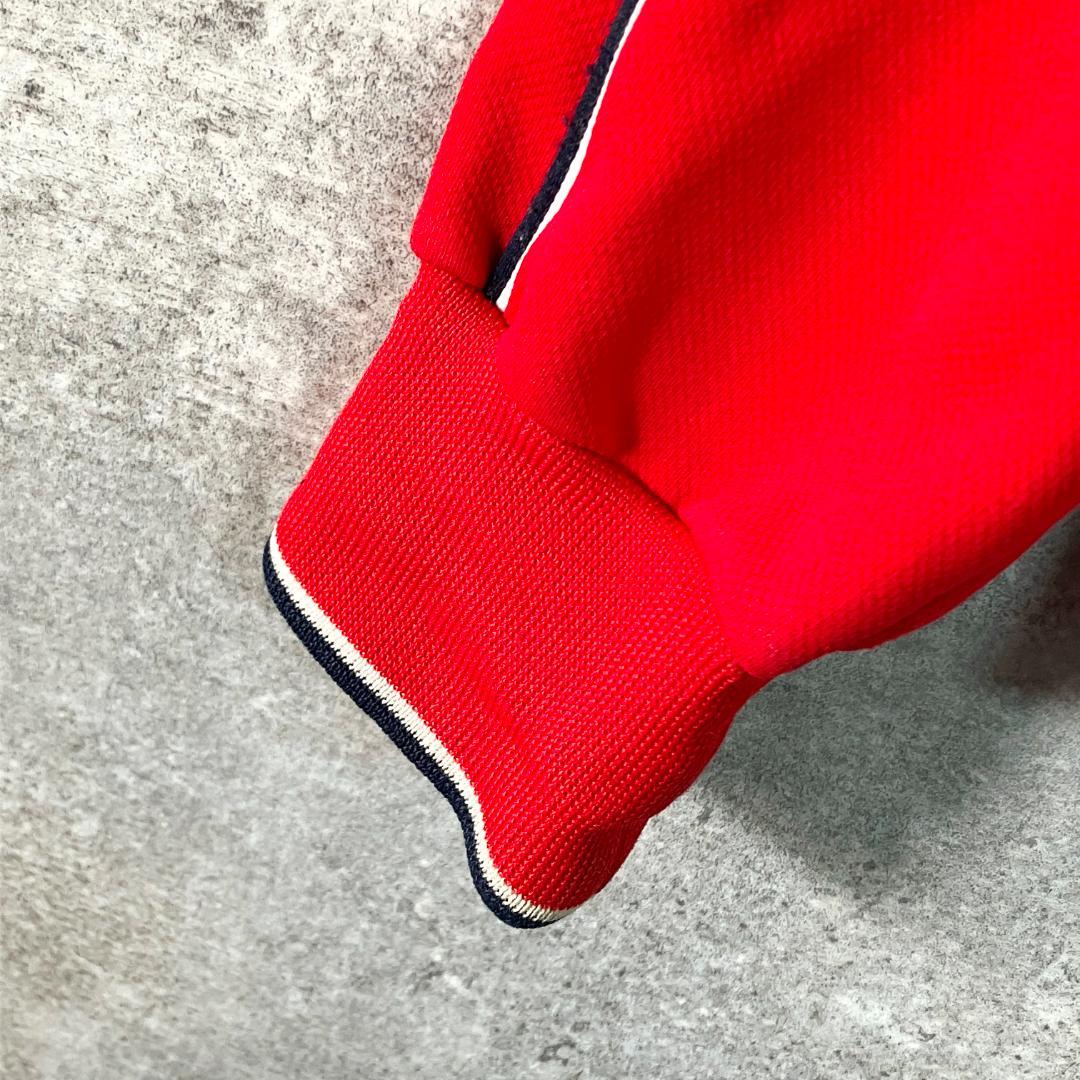 70s adidas　トラックジャケット　ジャージ　レッド　ロゴ　デサント