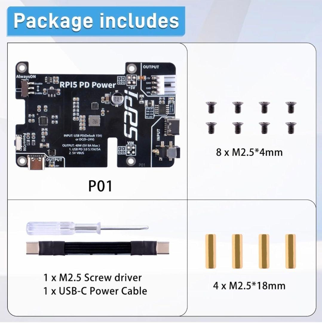 RPi5 PD Power Board Raspberry Pi 5(拡張用)