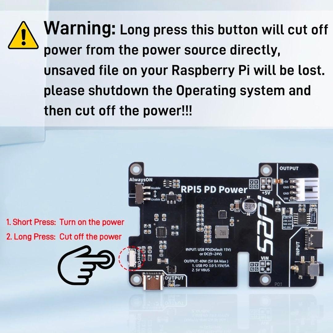 RPi5 PD Power Board Raspberry Pi 5(拡張用)