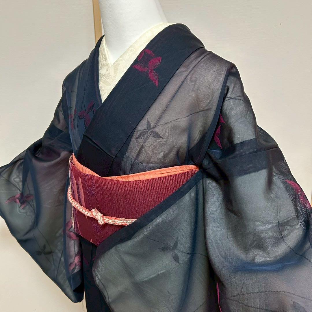 中*子様 モ50 美品　薄物　二重紗　風通紗　正絹　小紋　フルセット 夏着物