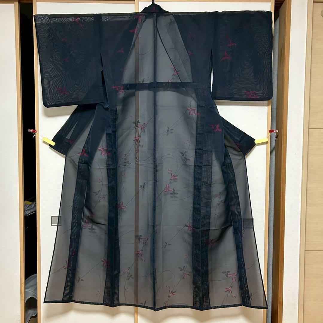 中*子様 モ50 美品　薄物　二重紗　風通紗　正絹　小紋　フルセット 夏着物