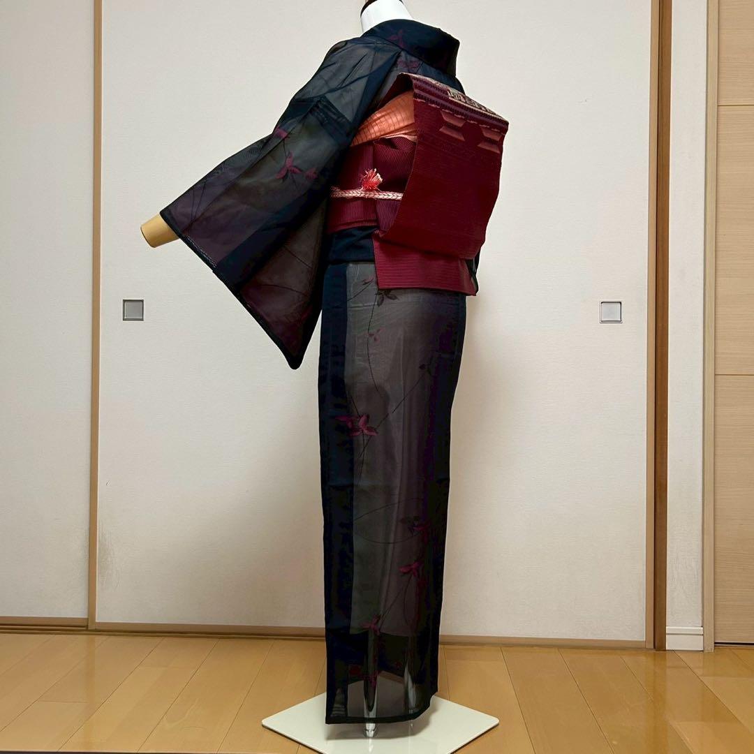 中*子様 モ50 美品　薄物　二重紗　風通紗　正絹　小紋　フルセット 夏着物