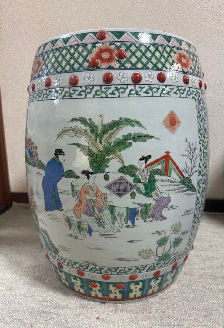 中国　粉彩人物圖　墩② 送料込み260206