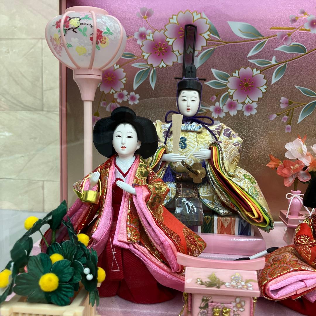 お値下げしました。久月アクリルケース入り雛人形五人飾り