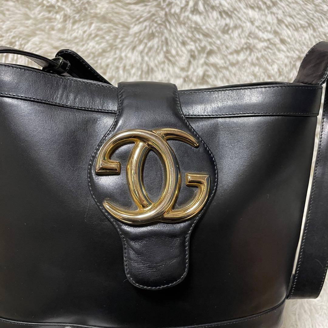 【良品】GUCCI グッチ　ワンショルダー　レザー　インターロッキング　ブラック