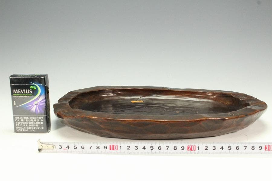 老松 古材 刳り貫き 楕円形 盆 煎茶 詫び寂(K-RC950)