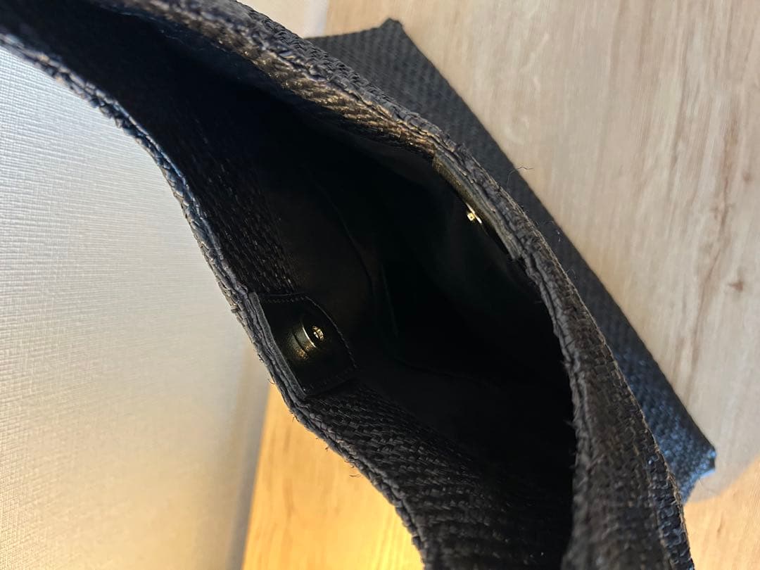 Hoaw. ラフィアショルダーバッグ ブラック